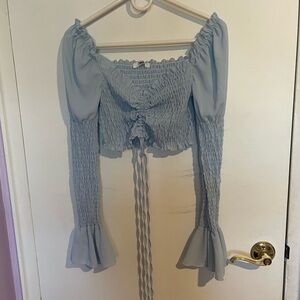 RUFFLE SLEEVE CINDERELLA CROP TOP